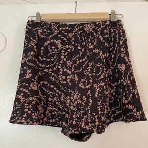 Dressy Shorts-Black with a tan floral design